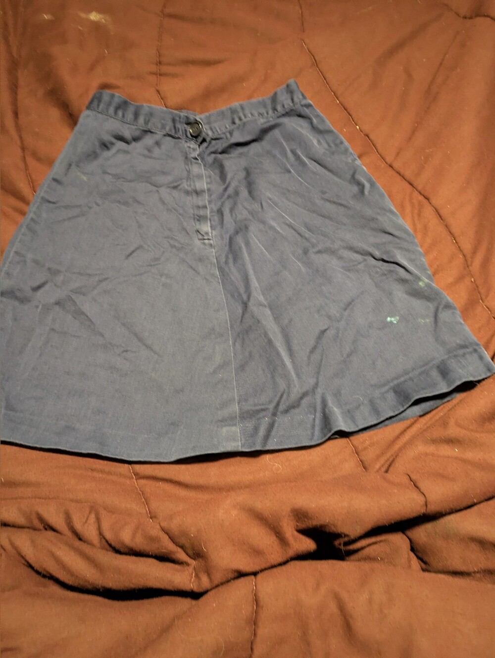 Vintage Navy Skirt with Unique Camp Fire Pocket Button - XXS